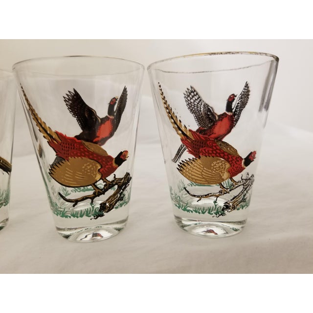 Vintage Hazel Atlas Golden Pheasant Glass Barware Set of 6 Chairish
