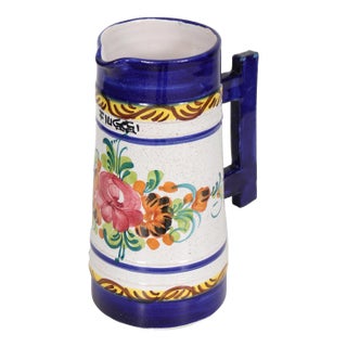 Italian Hand Painted Ceramic Pitcher For Sale