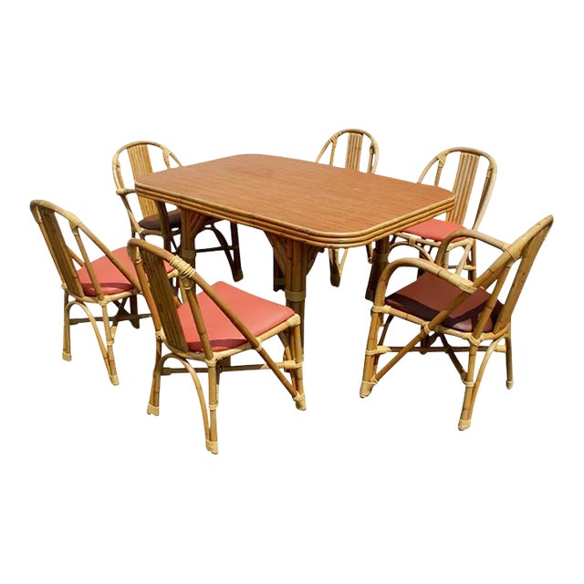 Ritts Tropitan Bamboo Dining Table & Chairs - Set of 7 For Sale