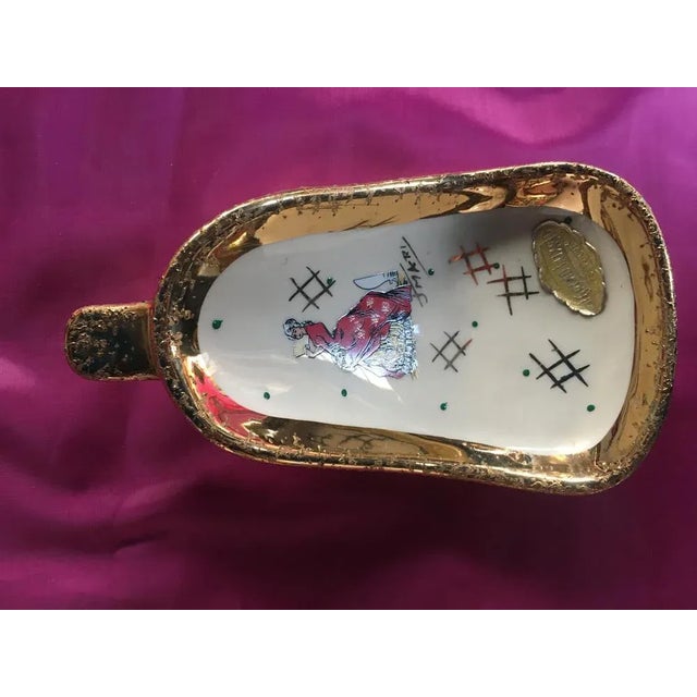 Gold-Plated Ceramic Container from Grand Lux, Belgium, 1950s For Sale - Image 3 of 12