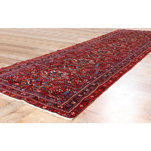 Red Antique Persian Heriz Rug Runner, 03'03 X 11'01 For Sale - Image 8 of 10