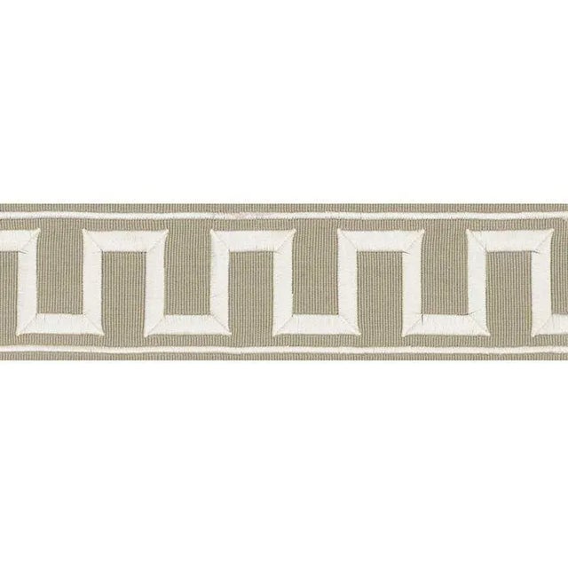 Mediterranean Sample - Schumacher X Miles Redd Greek Key Embroidered Tape in Taupe For Sale - Image 3 of 3