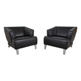 Leather Chairs with Aluminum Legs from Rolf Benz, Set of 2 For Sale