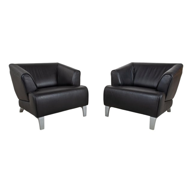 Leather Chairs with Aluminum Legs from Rolf Benz, Set of 2 For Sale