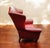 Mid-Century Modern Vintage Red Leather Wingback Chair & Ottoman For Sale - Image 3 of 8