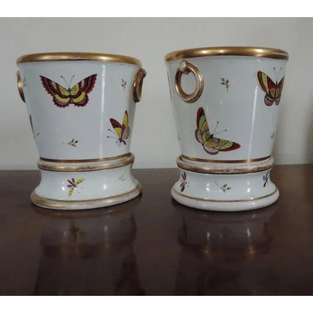 Early 19th Century Spode Porcelain Butterfly Pattern Flower Root Pots, Cachepots or Planters - A Pair For Sale In New York - Image 6 of 11