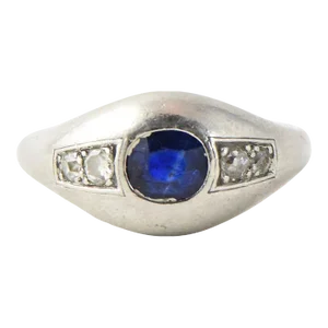 Art Deco Sapphire and Diamond Platinum Ring size 7.25