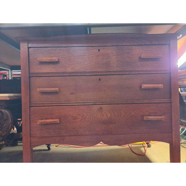 Brown Antique 1900s Mission Oak Arts & Crafts Dresser Solid Oak For Sale - Image 8 of 8