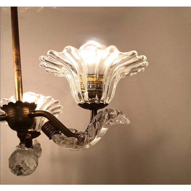 Vintage Cristallo Collection Murano Glass Ceiling Light from Barovier & Toso, 1930s For Sale - Image 11 of 13