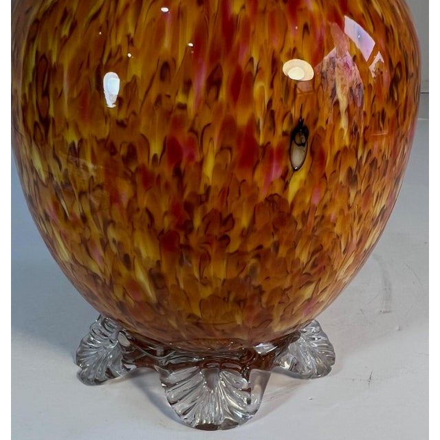 Antique Franz Welz Style Art Glass Orange Confetti Vase With Crimped Lip For Sale - Image 18 of 18