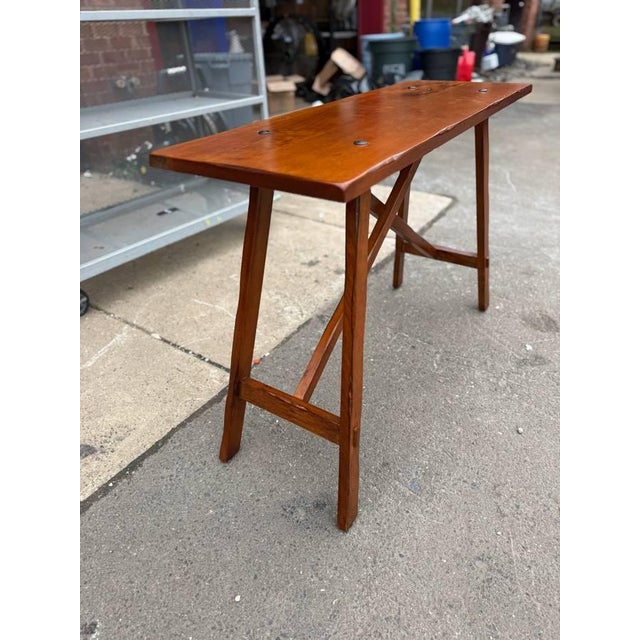 Vintage French Rustic Style X Base Solid Wood Console Table by Pier 1 For Sale - Image 4 of 9