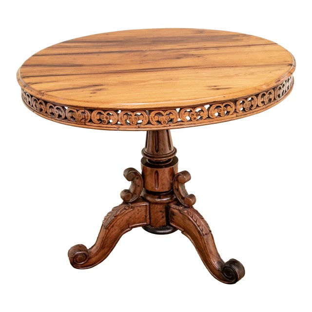 Antique Carved Center Hall Drum Table For Sale