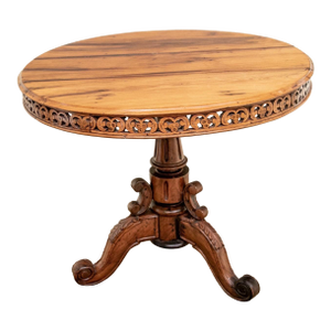 Antique Carved Center Hall Drum Table