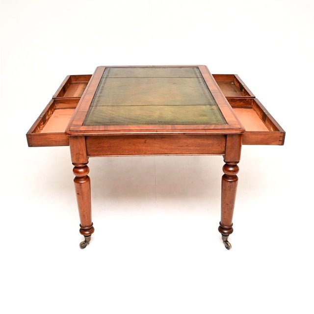 Early 19th Century Antique Victorian Leather Top Partners Desk, 1830s For Sale - Image 5 of 11