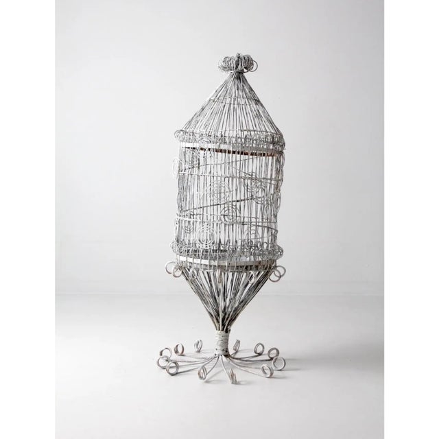 Victorian Antique Victorian XL White Birdcage For Sale - Image 3 of 12
