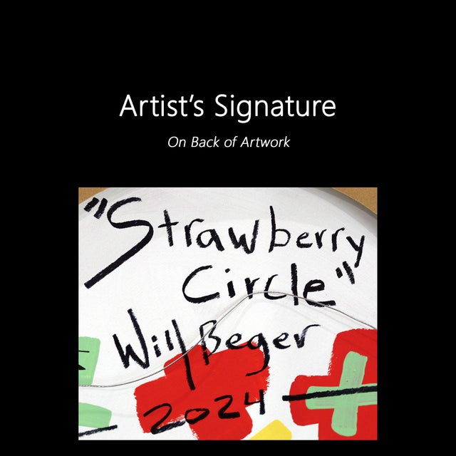 Strawberry Circle - Vibrant Abstract Fruit Still Life Painting on Panel - Original Artwork by Will Beger For Sale - Image 9 of 9