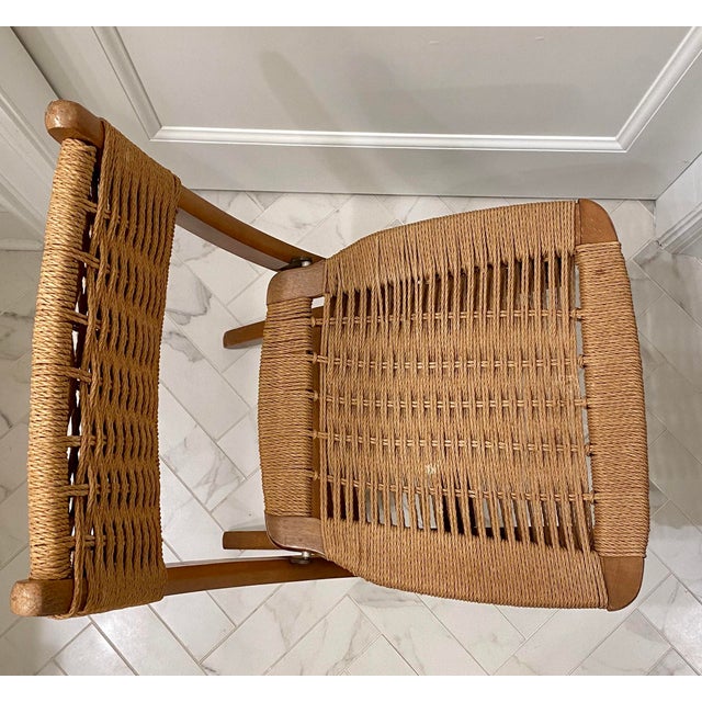 Vintage MidCentury Modern Hans Wegner Style Wood and Rope Folding