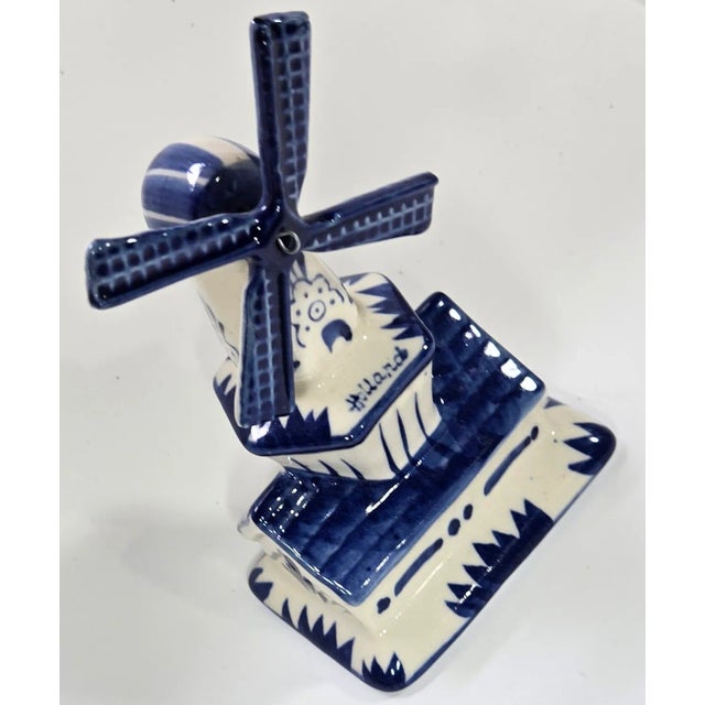 Holland Flow Blue Delft Windmill Figurine For Sale - Image 9 of 14