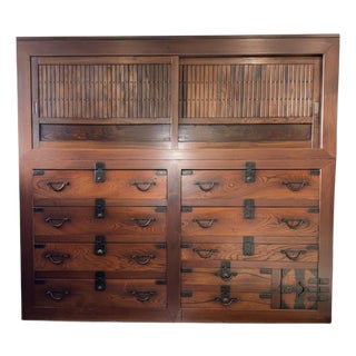 Early 20th Century Bamboo and Hinoki Wood Japanese Cabinet (Tansu) For Sale