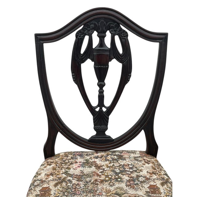 Vtg. Mahogany Hepplewhite Style Shield Back Dining Chairs -Set of 6 For Sale - Image 9 of 16