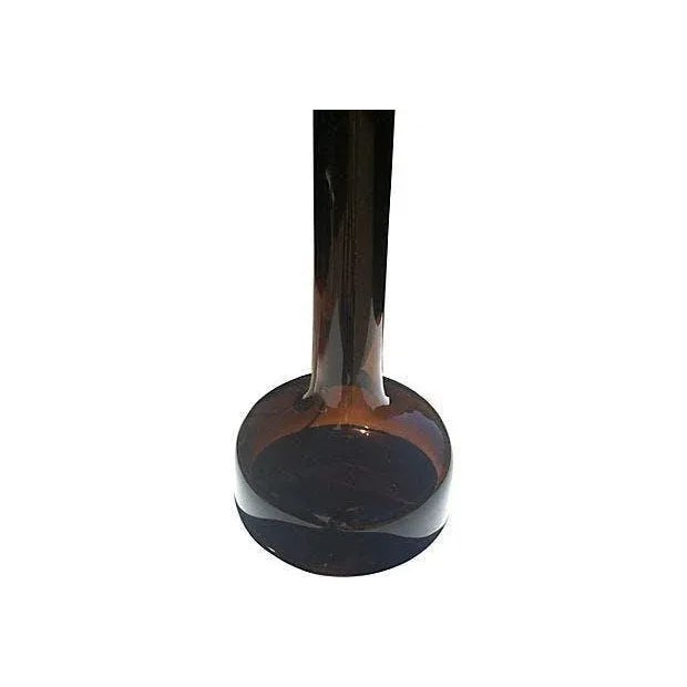 Le Klint amber brown clear handblown tall glass table lamp with brass fittings, by Gunnar Biilman Petersen. Petersen...