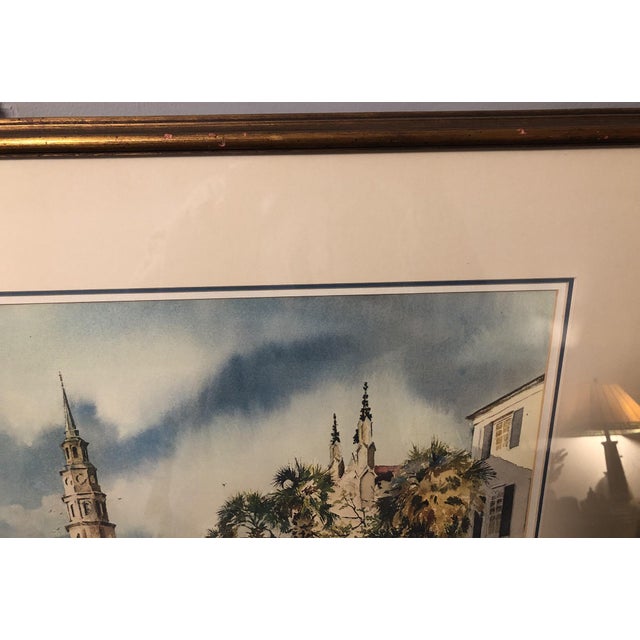 Gold Vintage Virginia Fouché Bolton Signed "April in Charleston" Print (1981) For Sale - Image 8 of 12