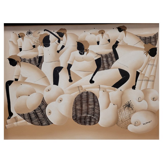 José Diereseu, Dominican Women in the Market, 1967, Oil on Canvas For Sale