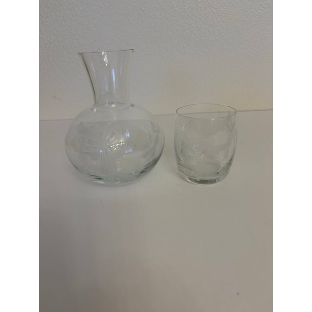 1930s Vintage Anchor Hocking Company "Tumble Up" Bedside Carafe and Glass For Sale - Image 5 of 5