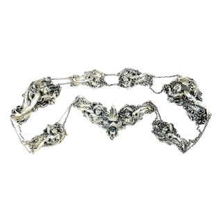 Art Nouveau Sterling Figural 8 Piece Belt by William B. Kerr Silver Company For Sale