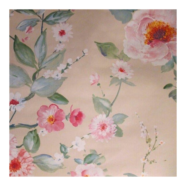 Vintage 90s Pink Floral Motif Wallpaper For Sale