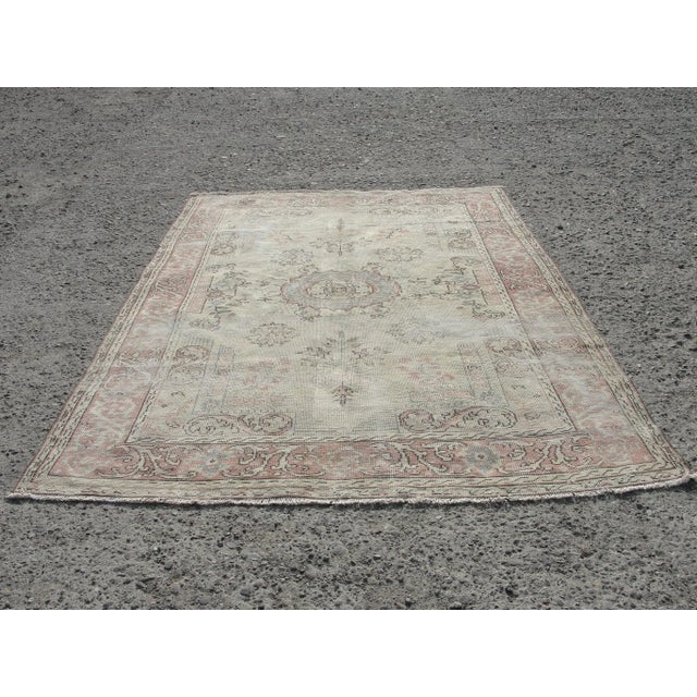 Hand Wowen Wool Turkish Rug, Oushak Rug,Vintage Oushak Rug,Beatifull Color Combination Turkish Retro Rug, Home Decor 6'7" X 9'4" Ft For Sale - Image 11 of 11