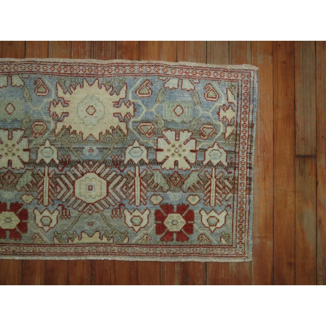 Gray Blue 20th Century Antique Persian Oriental Rug Mat Size Rug For Sale In New York - Image 6 of 6