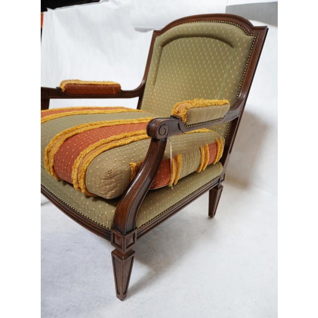 1990s William Switzer Louis XVI Continental Custom Upholstered Armchair For Sale - Image 11 of 18