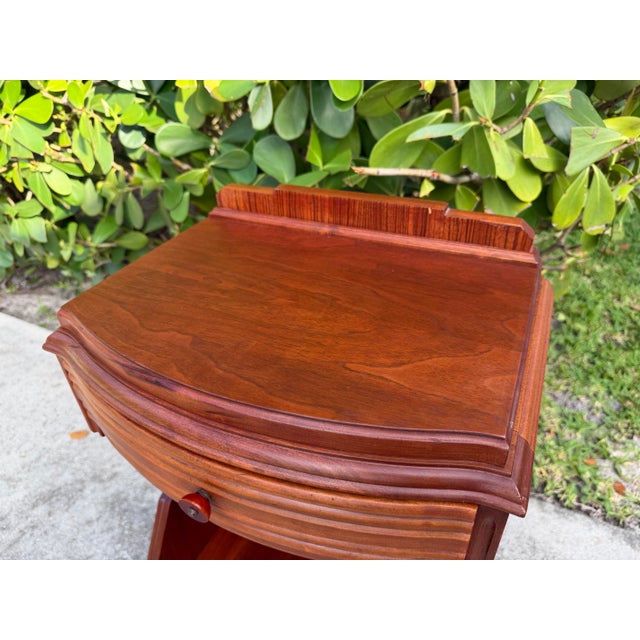 Mid-Century Modern Vintage Art Deco Walnut Nightstand With Ribbed Drawer Front For Sale - Image 3 of 12