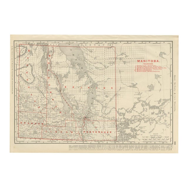 Antique Map of Manitoba with Lake Winnipeg by Ran McNally, 1899 For Sale
