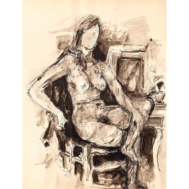 Portrait of Woman is an original drawing in china and water color on paper by an Anonymous Artist of the XX century. Sheet...