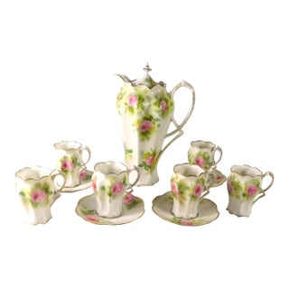 Reinhold Schlegelmilch Rs Prussia Chocolate Pot With Six Cups - Set of 11 For Sale