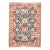 Vintage Distressed Handmade Blue and Peach Floral Wool Rug For Sale