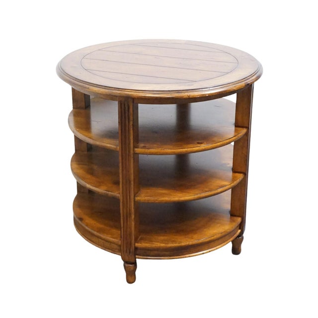STANLEY FURNITURE Solid Knotty Pine English Country Revival 28" Round Tiered Accent End Table 534-15-12 29" High 28" Wide...