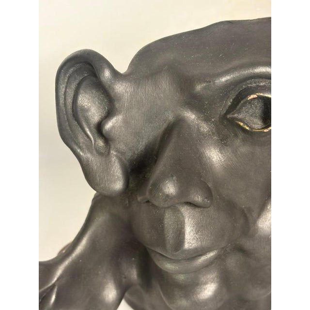Black Patinated Terracotta Sculpture with Multiple Faces, France, 1960s For Sale - Image 8 of 9