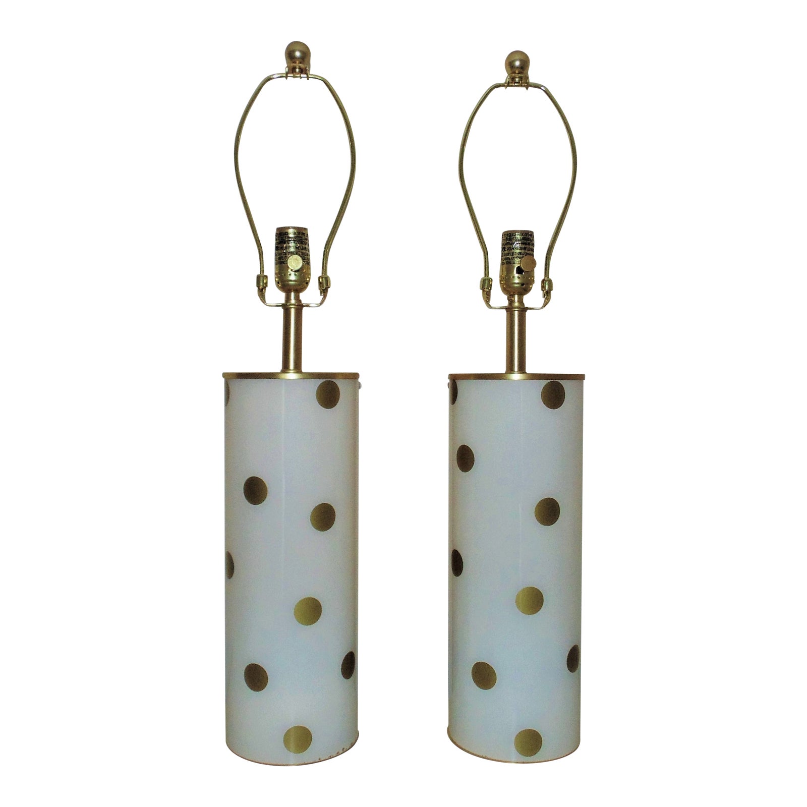 Kate Spade Table Lamps White With Gold Polka Dots a Pair Chairish