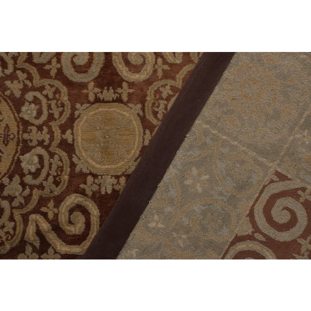 Beige Rug & Kilim’s European Style Rug in Beige-Brown and Blue All Over Pattern For Sale - Image 8 of 8