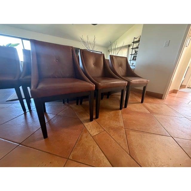 West Elm- Set of 8- Leather Dining Chairs For Sale - Image 12 of 12
