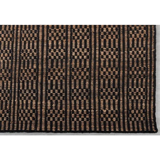 Black Cotton Jute Boho Hand Woven Herringbone Pattern Nordic Scandinavian Decor 5x7 Ft. For Sale - Image 9 of 11
