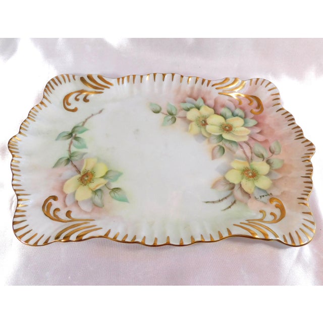 1960s Hand Painted and Signed Vanity Tray and Covered Vanity Jar For Sale - Image 9 of 14