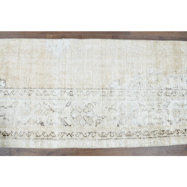 Beige 1970s Vintage Turkish Handmade Wool Cotton Beige Runner Rug For Sale - Image 8 of 11