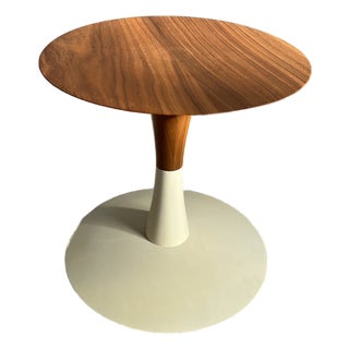 Late 20th Century Post-Modern "Turn" Side Table / Stool, Attributed to Patty Johnson for Keilhauer, Walnut & White Enamel For Sale