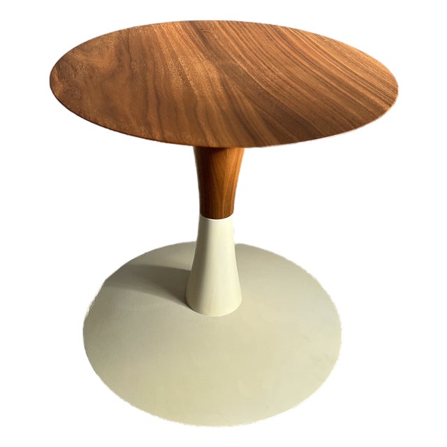 Late 20th Century Post-Modern "Turn" Side Table / Stool, Attributed to Patty Johnson for Keilhauer, Walnut & White Enamel For Sale