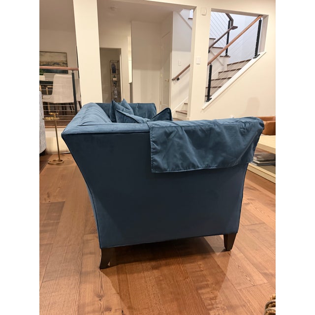 Early 21st Century Ethan Allen Shelton Deep Blue Velvet Sofa, 87” For Sale - Image 5 of 6