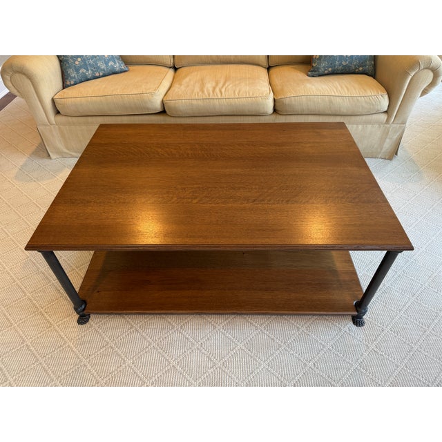 Bunny Williams Oak & Iron Coffee Table With Lion's Paw Feet For Sale - Image 4 of 18